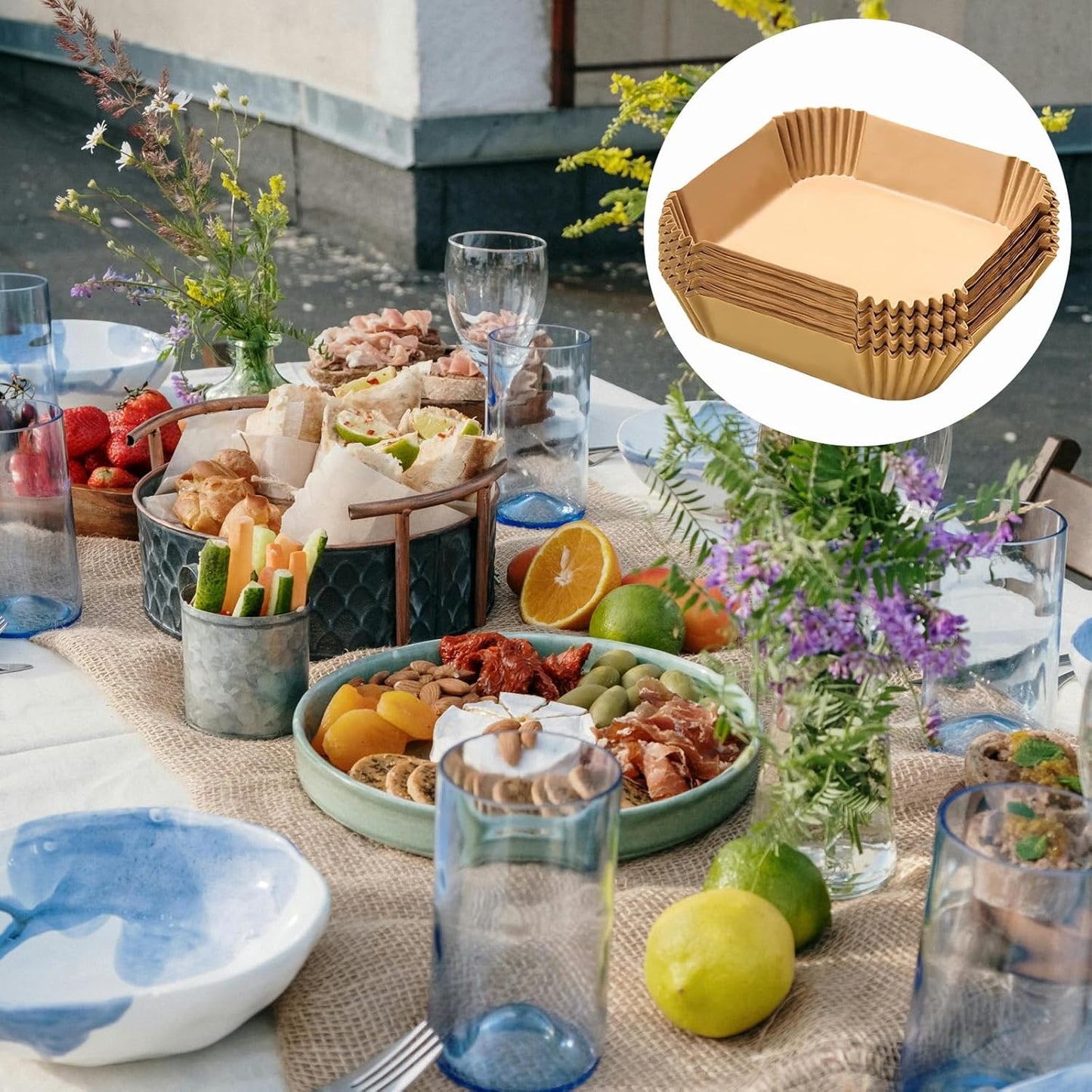 Victoyaw Disposable Air Fryer Liners - 200PCS Non-Stick Parchment Paper for 5-8QT Air Fryers | 9 Inch Square