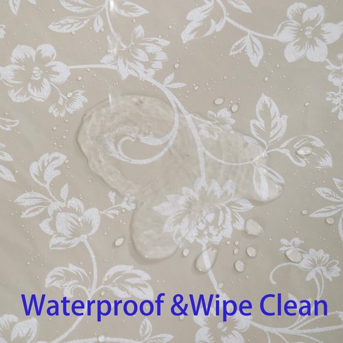 Heavy Duty Vinyl Tablecloth with Flannel Backing Waterproof Oil-Proof Plastic Table Cloth Stain-Resistant Wipeable Rectangle or Square Table Cover for Indoor and Outdoor (Beige Floral,52x70 Inch)