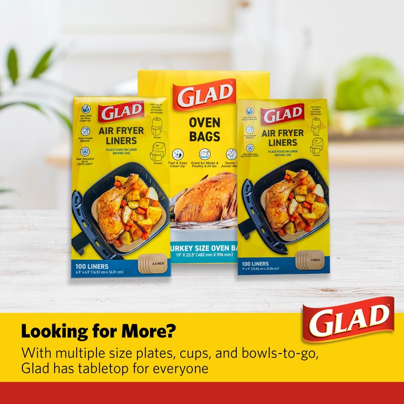 Glad Turkey Size Oven Cooking Bags for Meats and Poultry Weighing 8 to 24 lbs, BPA-Free, Locks in Moisture for Tender Juicy Roasts, Easy Clean-Up, 19 x 23.5 Inch, 2 Count