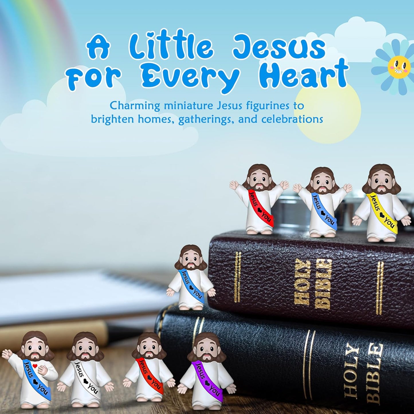 Little Jesus Figures | 300 Mini Jesus Figurines for Easter Egg Stuffers & Religious Gifts - Multicolor