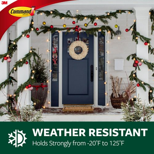 Command Outdoor Terrace Hooks, 2 Hooks and 4 Strips, Damage-Free Hanging Wall Hook for Hanging Outdoor Wall Decor with Weather Resistant Strips, Holds up to 3 lb