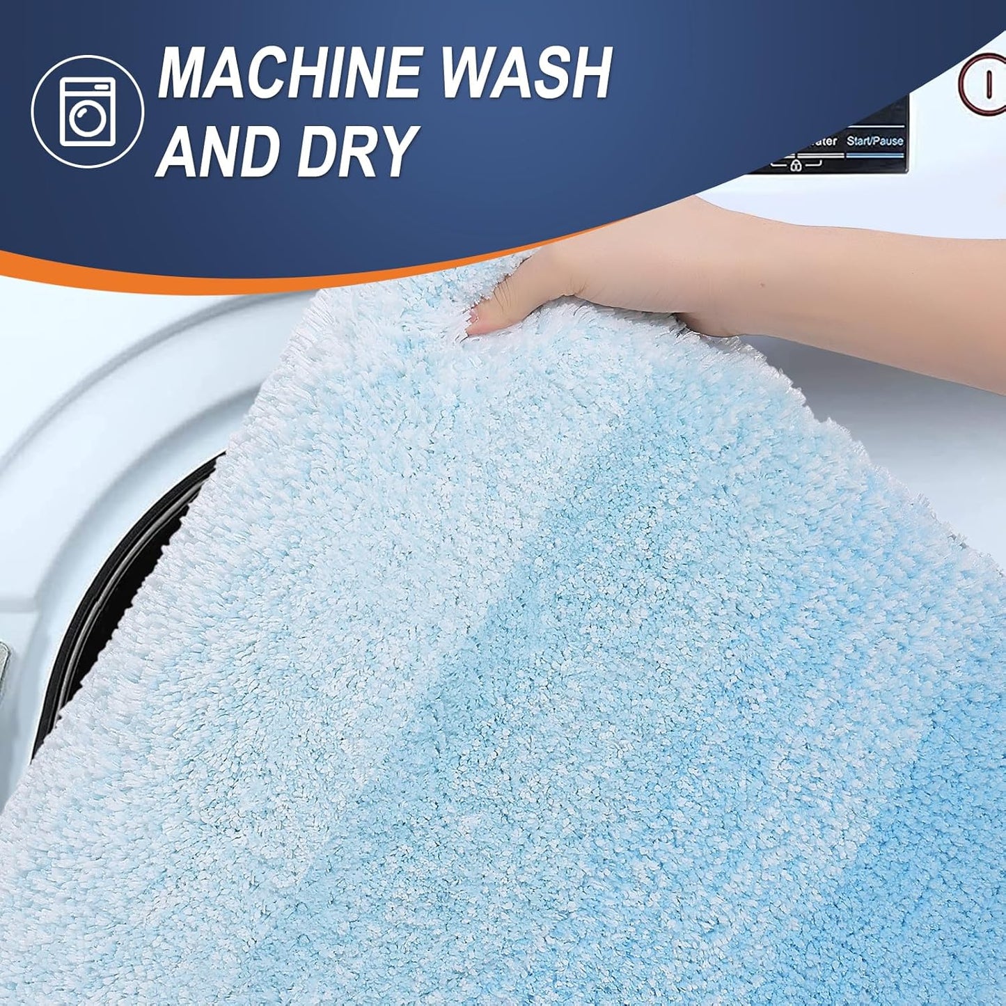 OLANLY Large Bathroom Rugs - Extra Soft Microfiber Mat 54x24 | Quick Dry & Machine Washable, Sky Blue