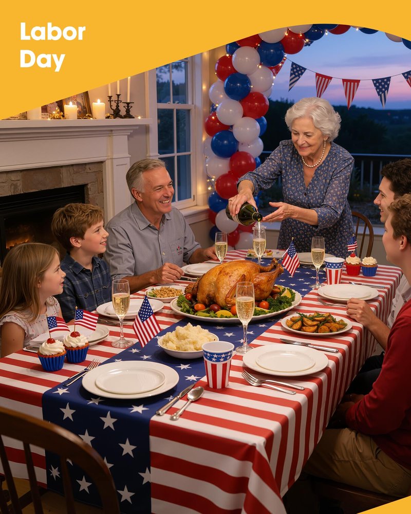 Niuara American Flag Tablecloth – 4 Pack 54" x 108" Disposable Patriotic Tablecloths for 6FT Tables, 4th of July Decorations, Independence Day & Memorial Day Party Supplies