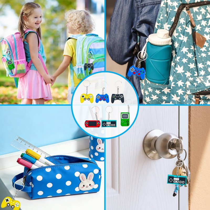 Bulk Valentines Non Candy Gifts Toys Party Favors for Kids School, 48 Pack Valentines Video Game Keychains Exchange Cards for Boys Girls, Goodie Bag Stuffers Fillers Games Activities for Students