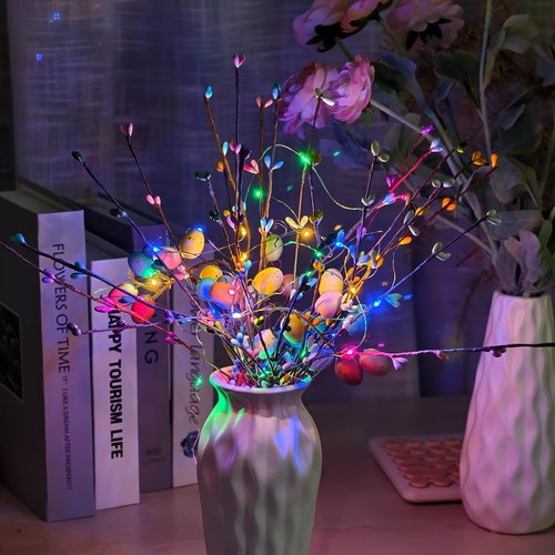 Easter Egg Branches Berries Artificial Spray Vine Centerpiece Decorations Pastel Eggs Spring Floral Stems Speckled Twig Branches Floral Arrangement Wreath Easter Picks Flower Arrangements