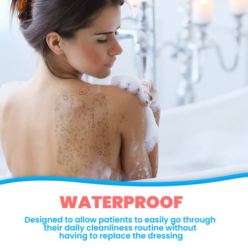 Houseables Waterproof Bandages, Transparent Film Dressing, Waterproof Bandages Post Surgical, 6x8, Wound Cover, Transparent Dressing, Wound Covers for Showering, Water Proof Patches for Skin, Large