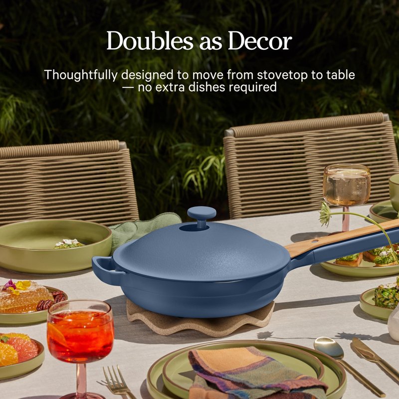 Our Place Always Pan 2.0-10.5” (2.6 Qt) Nonstick, Toxin-Free Ceramic Cookware | Patented 10-in-1 Aluminum Frying & Sauté Pan | Safe for Oven, Induction & All Cooktops up to 450°F | Blue Salt