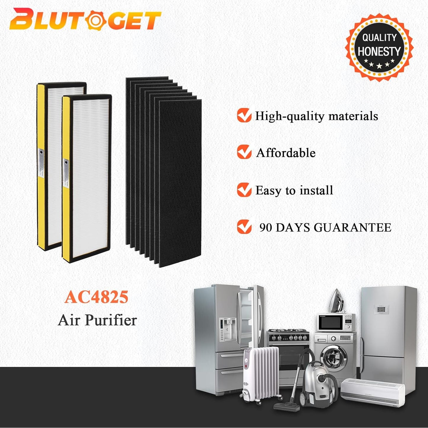Blutoget FLT4825 Filter B Replacement - Compatible with G-Guardian Air Purifiers | 2 H13 Filters & 8 Carbon Pre-Filters