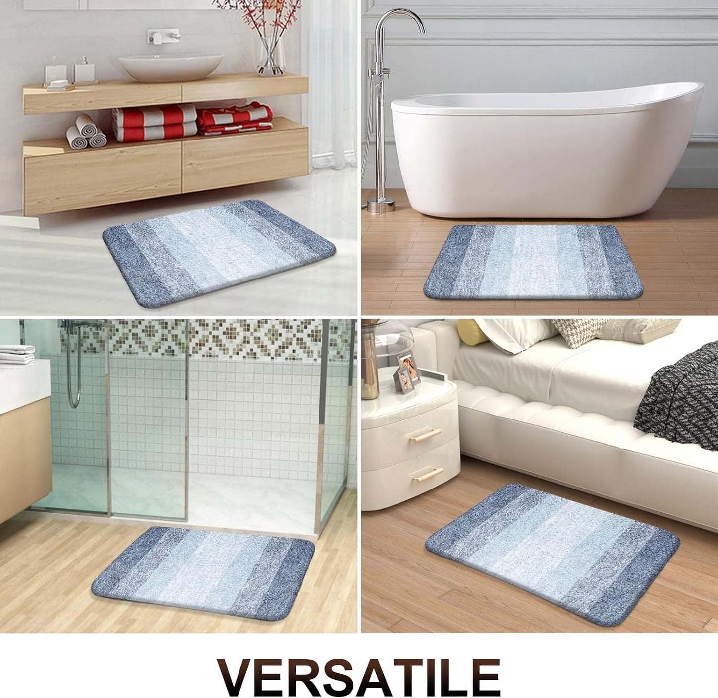 OLANLY Large Bathroom Rug Mat - Extra Soft Microfiber, Quick Dry, Machine Washable | 44x32, Blue