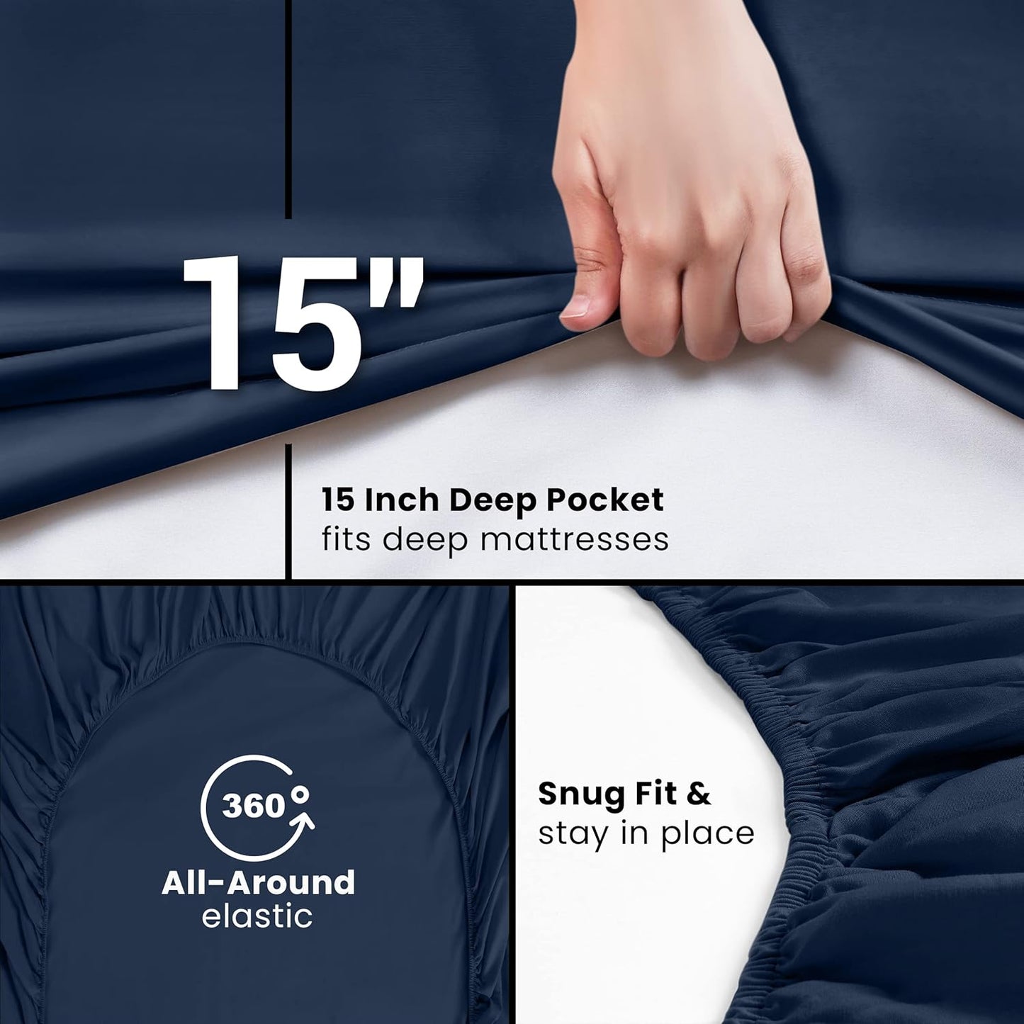 Utopia Bedding Twin Fitted Sheets - Soft Brushed Microfiber with Deep Pockets - Bulk Pack of 2 | Navy