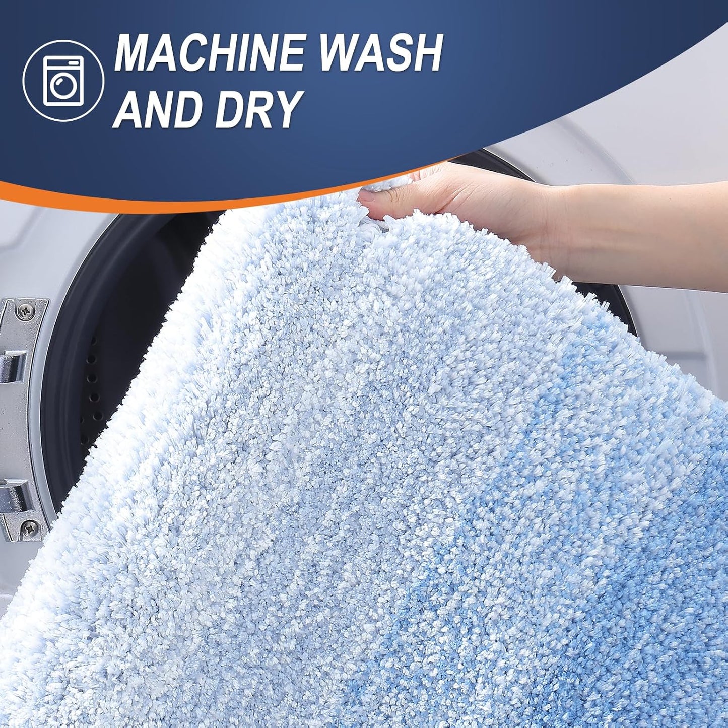 OLANLY Small Bathroom Rugs - Extra Soft Microfiber Mat with Rubber Backing | Quick Dry, Washable, Light Blue 24x16