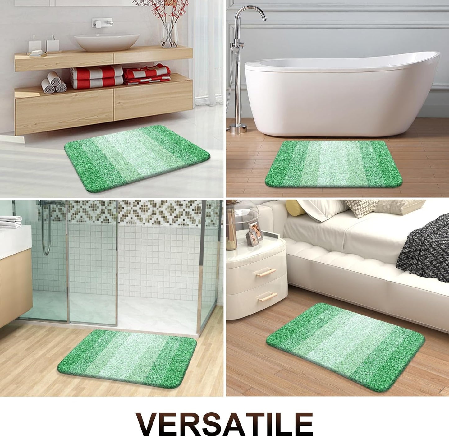 OLANLY Bathroom Runner Rug - Extra Soft Microfiber Mat, Quick Dry & Washable, 59x20 Inches, Green