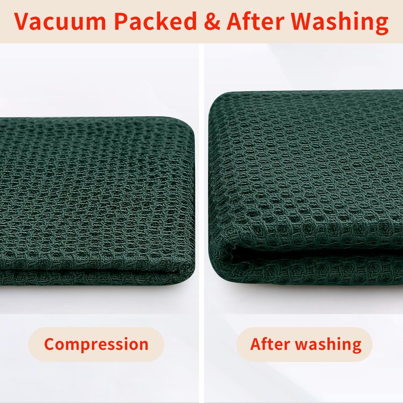 Homaxy 100% Cotton Waffle Weave Kitchen Dish Towels, Ultra Soft Absorbent Quick Drying Cleaning Towel, 20x28 Inches, 4-Pack, Blackish Green