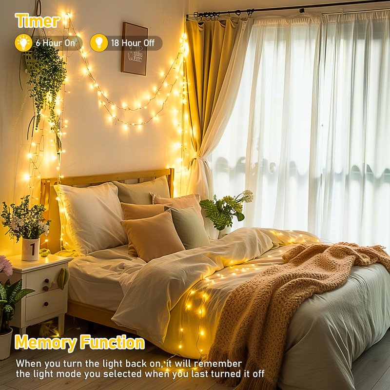 JMEXSUSS 150 LED Christmas Lights Indoor Plug in, Connectable Warm White Christmas Lights for Bedroom, 59ft 8 Modes Twinkle Fairy Light Outdoor for Room Classroom Party Christmas Tree Decor