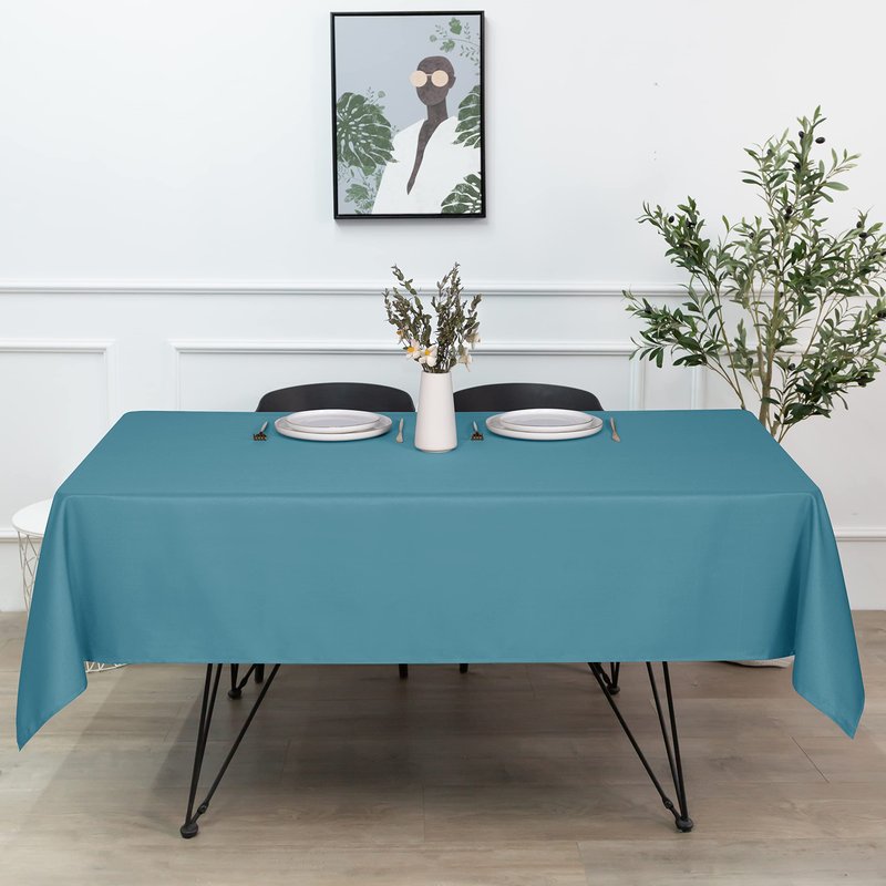 sancua Rectangle Tablecloth - 54 x 108 Inch - Stain and Wrinkle Resistant Washable Polyester Table Cloth, Decorative Fabric Table Cover for Dining Tables, Buffet Parties and Camping, Teal