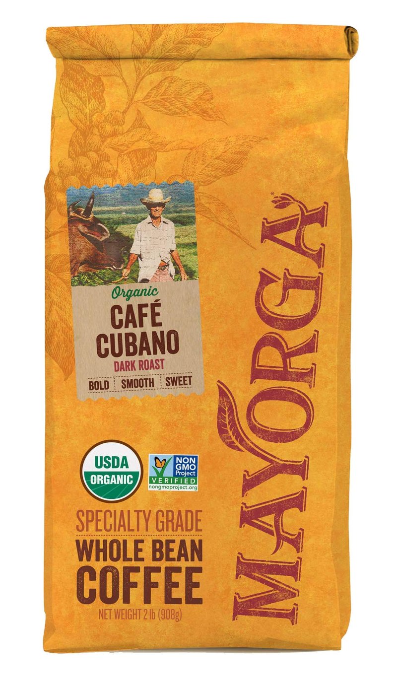Mayorga Organics Café Cubano, Dark Roast Whole Bean Coffee, 2lbs Bag, Specialty-Grade, 100% USDA Organic, Non-GMO Verified, Direct Trade, Kosher - PACK OF 2