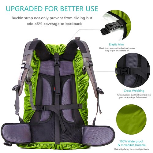 WSZCML Waterproof Backpack Rain Cover,8000mm Waterproof Level,Upgraded with Reflective,Anti-Slip Cross Buckle Straps,Ultra-Strong Multilayer Structure for Hiking,Biking,Camping,Outdoor, Traveling