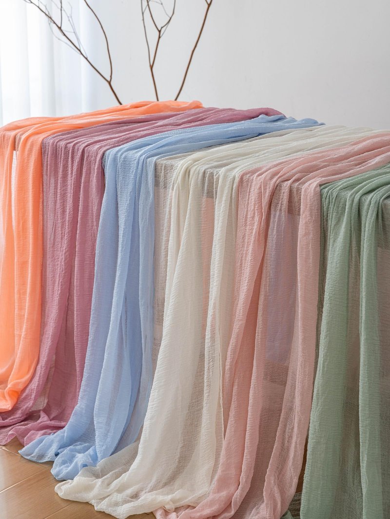 Keketoarrange 3pcs Fresh Salmon Cheesecloth Table Runner Valentines Decor Peach Echo Gauze 120 Inch 10 FT Boho Table Runner for Wedding Baby Shower Bridal Shower Party Sheer Spring Home Decorations