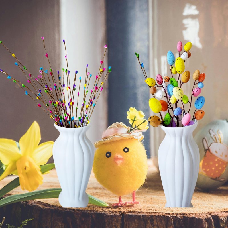 VSHZXFH 33pcs Artificial Spring Floral Stems Spray Vine with Pastel Eggs and Berries - Table Centerpiece Twig Branches for Baby Shower Birthday Party Floral - Home Centerpiece Wreath Decoration