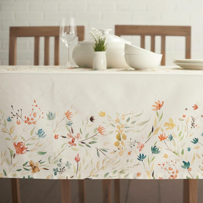 Maison d' Hermine Table Cloth Square Table 100% Cotton 60 x 60 Inches Tablecloth Reusable Decorative for Dining Kitchen Room Farmhouse Home Gifts for Mothers Day Spring Summer - Colmar