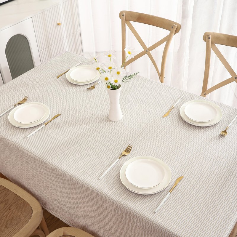 Walrus Heavy Duty Vinyl Tablecloth with Flannel Backing Waterproof Oil-Proof Plastic Table Cloth Stain-Resistant Wipeable Rectangle or Square Table Cover for Indoor and Outdoor (Weaving, 52X70 Inch)