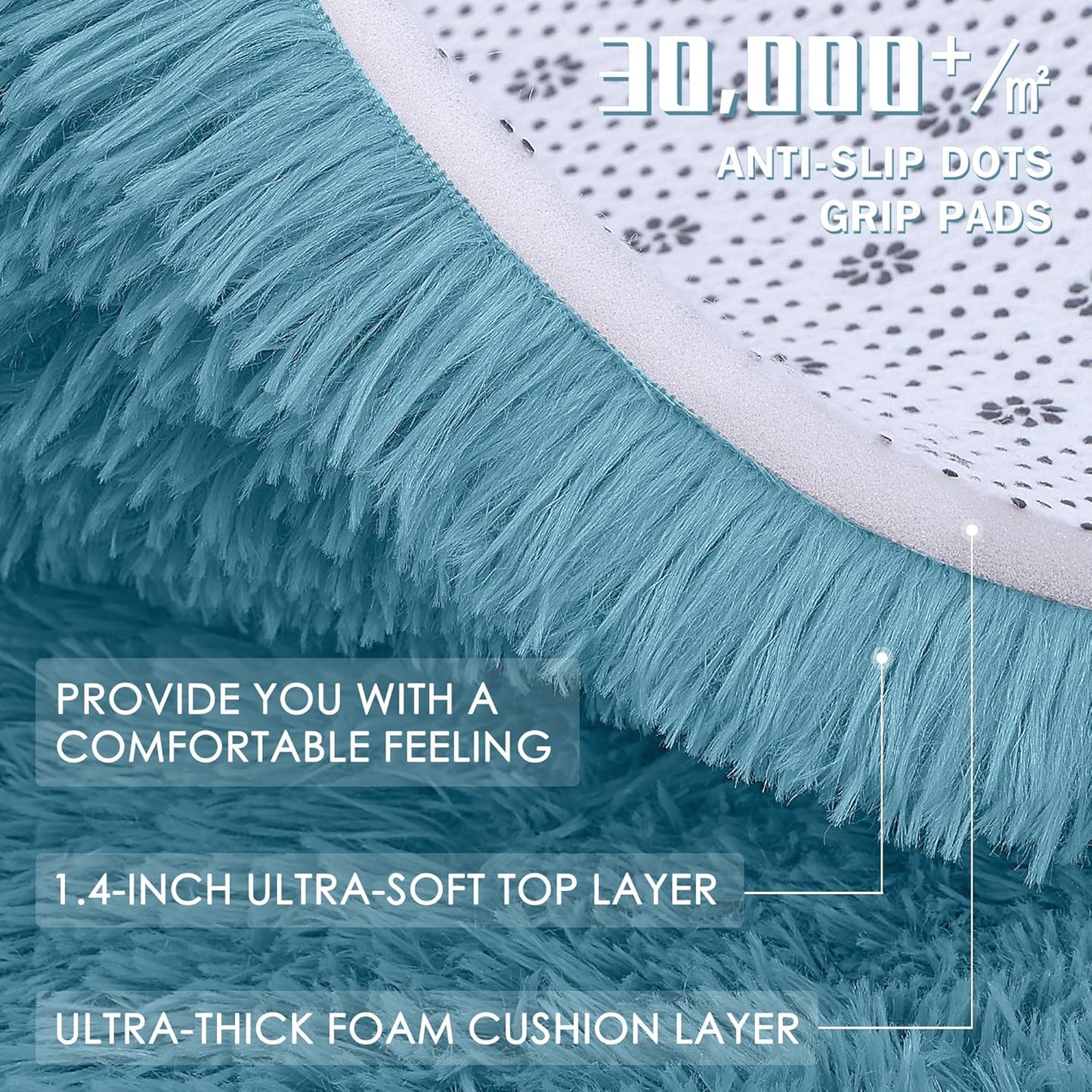 OLANLY Runner Rugs - Soft, Machine Washable Shaggy Carpet for Hallway & Bedroom | Slate Blue