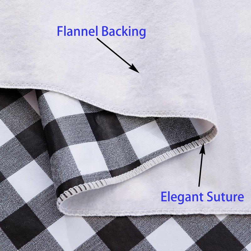 Heavy Duty Vinyl Tablecloth with Flannel Backing Waterproof Oil-Proof Plastic Table Cloth Stain-Resistant Wipeable Rectangle or Square Table Cover for Indoor and Outdoor (Black Checkered, 60x102 Inch)