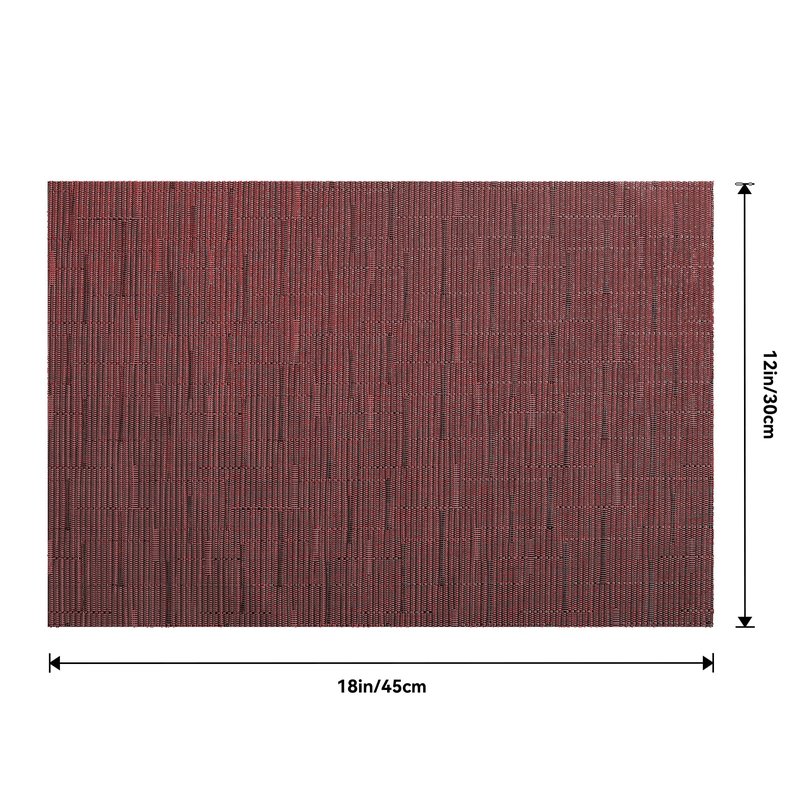 Leetaltree Burgundy Placemats Set of 12 - Heat Resistant Non-Slip Place mats for Dining Table, Washable Durable PVC Vinyl Woven Table Mats(Burgundy, 12)