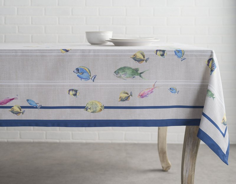 Maison d' Hermine Table Cloth Rectangle Table 100% Cotton 60 x 90 Inches Tablecloth Reusable Decorative for Dining Kitchen Room Farmhouse Home Gifts for Mothers Day Spring Summer - Poisson