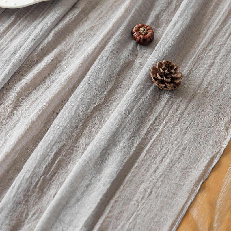 Keketoarrange 10pcs Grey Gauze Rustic Cheesecloth Table Runner 120 Inch 10 FT for Wedding Baby Shower Bridal Shower Birthday Engagement Garden Outdoor Party Long Sheer Boho Decorations