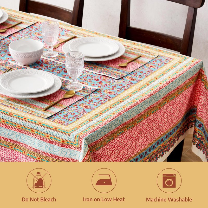 Maison d' Hermine Premium Table Cloth Rectangle Table 100% Combed Cotton 108 x 70 Inches Tablecloth Reusable Decorative for Dining Room, Farmhouse, Home, Party, Festive & Wedding - Lauris