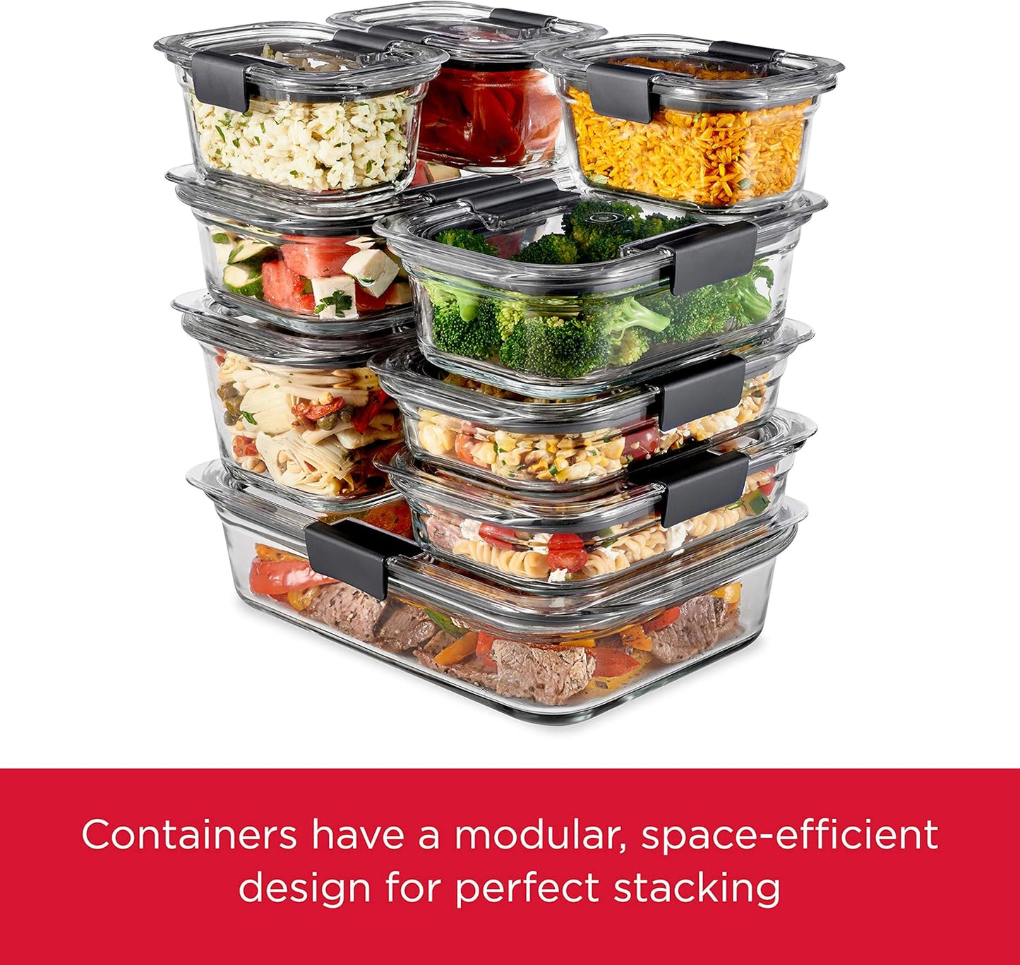 Rubbermaid Brilliance Glass Storage Containers - 8-Piece Set with Lids - Clear & Versatile Design