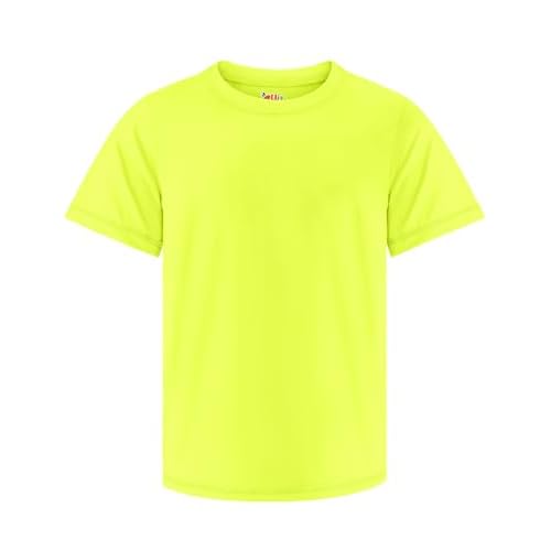 Boys Rash Guard Swim Shirt UPF 50+ Short Sleeve Athletic Shirts Quick Dry Fit Sun Shirt Neon Tees for Kids Girls Youth 2-16Y