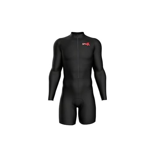 Sparx Long Sleeve Winter Cycling Thermal Skinsuit Pro Team Bicycle Suit Bike Racing Suit Cycle Kit 3D Pad (Black, M)