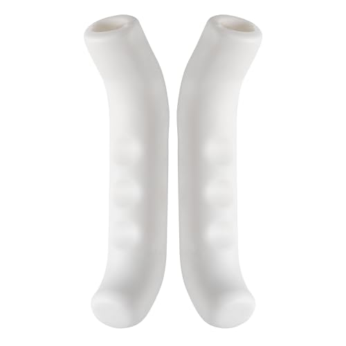 HARFINGTON 1 Pair Bike Brake Lever Cover Silicone Brake Lever Grip Protector Anti-Slip Brake Handle Protection Covers Sleeve for Mountain Road Bike Cycling, White