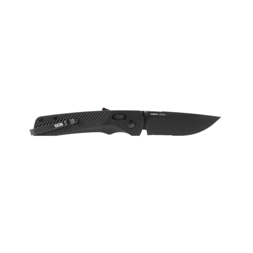 SOG Flash AT Daily Carry Ambidextrous Partially Serrated Pocket Folding Knives Ergonomic Handle D2 Steel Blade
