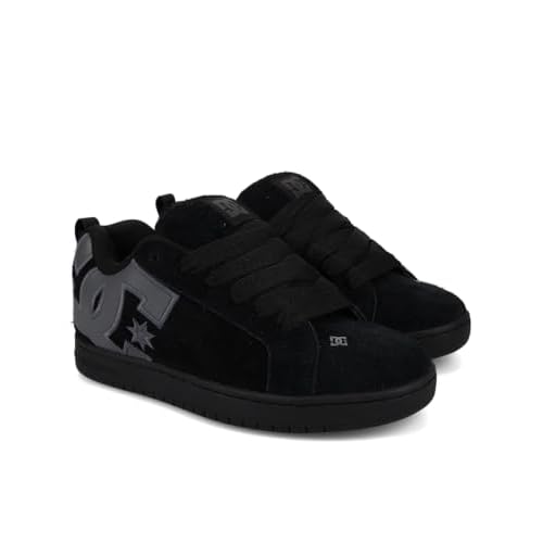 DC Men's Court Graffik SE Skate Sneaker Shoe, Black/Black/Grey, 13