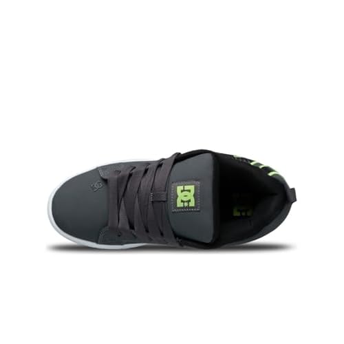DC Men's Court Graffik Skate Sneaker Shoe, Grey/Black/Green, 8
