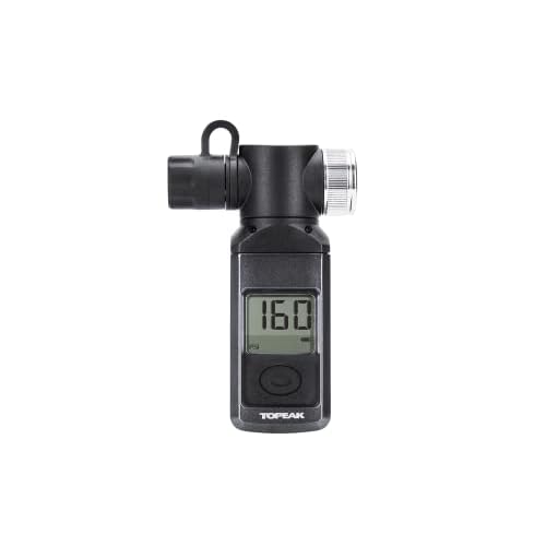 Topeak Shuttle Gauge Digital Tire Pressure Gauge ? 300 PSI / 20.7 Bar High-Precision Gauge for Presta, Schrader & Dunlop Valves ? Rotating Head, Air Release Button & Auto-Off Display