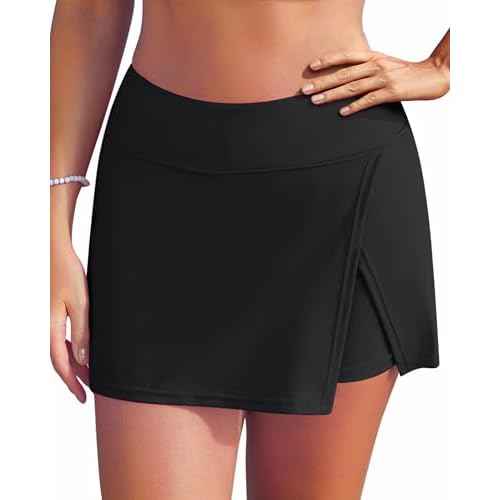 GRAPENT Swim Skirt Bottoms for Women High Waisted Bikini Swimsuit Bottom Side Split Bathing Suit Skirts with Shorts