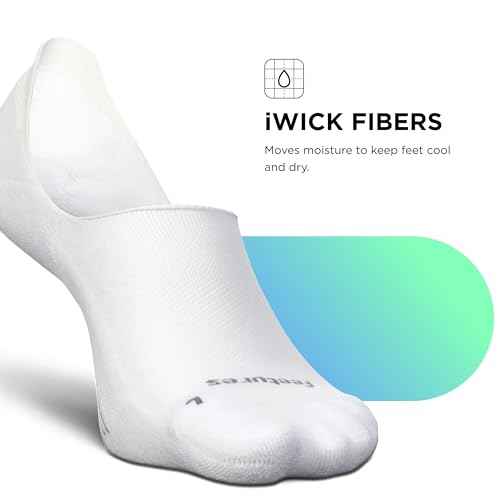 Feetures Elite Light Cushion Invisible Socks - Anti-Slip Sport Sock Liner with Targeted Compression
