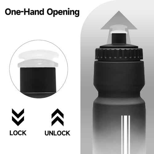 Bike Water Bottle, Cycling Squeeze Water Bottle Leakproof BPA Free with Capacity Scale w/Pull Top Lid, Reusable, for Bicycle, Gym,Camping, Hiking 24oz