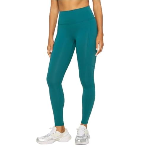 Fabletics Women's On-The-Go PowerHold High-Waisted Legging, Maximum Compression, Flattering, XL/Regular | 27, Green Abyss