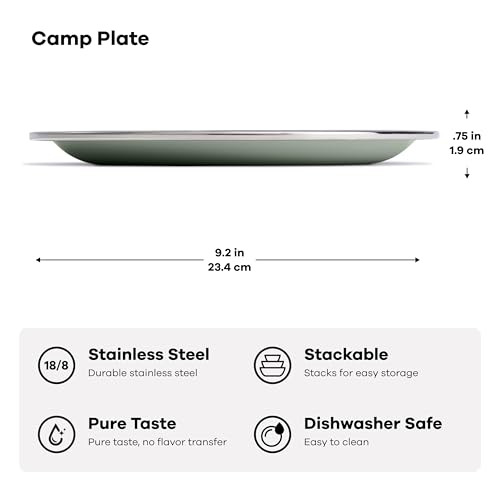 Hydro Flask Outdoor Kitchen Plate ? Stainless Steel Reusable Plate ? Camping Kitchen Essentials Agave Green