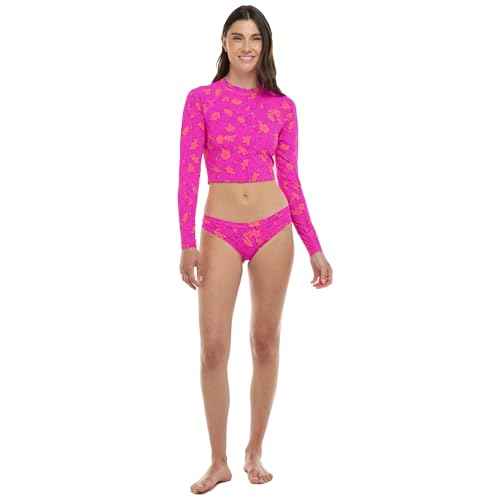 Body Glove Women's Standard Let It Be Long Sleeve Crop Top Rashguard with UPF 50