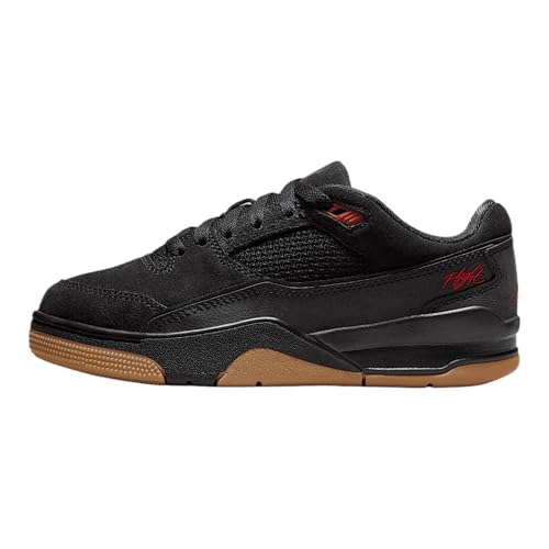 Jordan Flight Court Big Kids' Shoes (HF3333-001, Black/Gum Medium Brown/Varsity Red)