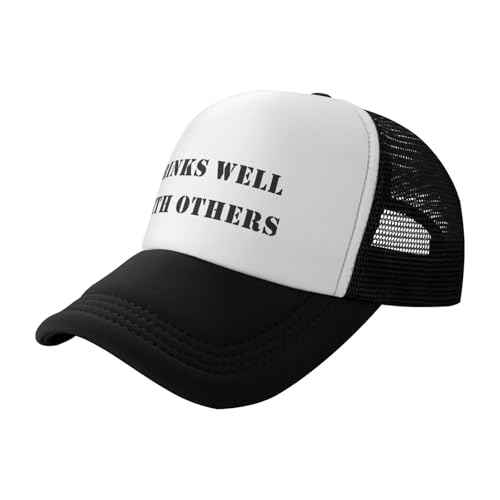 Drinks Well with Others Hat Funny Baseball Caps Adult Mesh Trucker Hats Adjustable Sport Cap Men Women Black