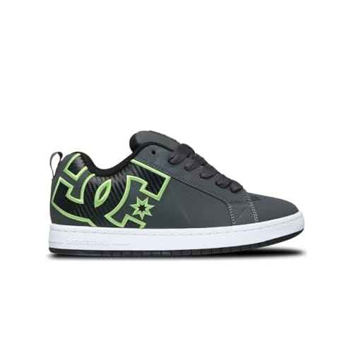 DC Men's Court Graffik Skate Sneaker Shoe, Grey/Black/Green, 9