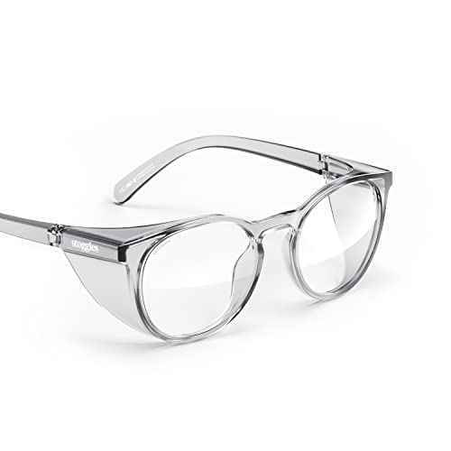 Stoggles Round Z87.1 Certified Polycarbonate Safety Glasses, Scratch & Shatter-Proof, Blue-Light & UV Blocking Lens, Top & Side Shields, Anti-Fog Dip Coated, Durable, Protective & Stylish Eyewear