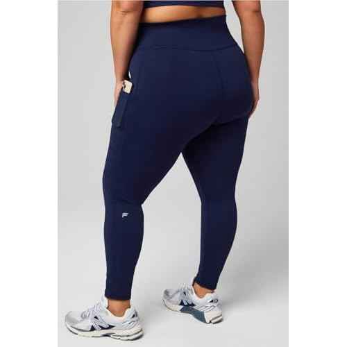 Fabletics Women's On-The-Go PowerHold High-Waisted Legging, Maximum Compression, Flattering, 2X / Regular | 27, Deep Navy